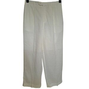 D&E Collection Mens White Linen Pants W36 L34 Pleated Beach Wedding Resort Wear